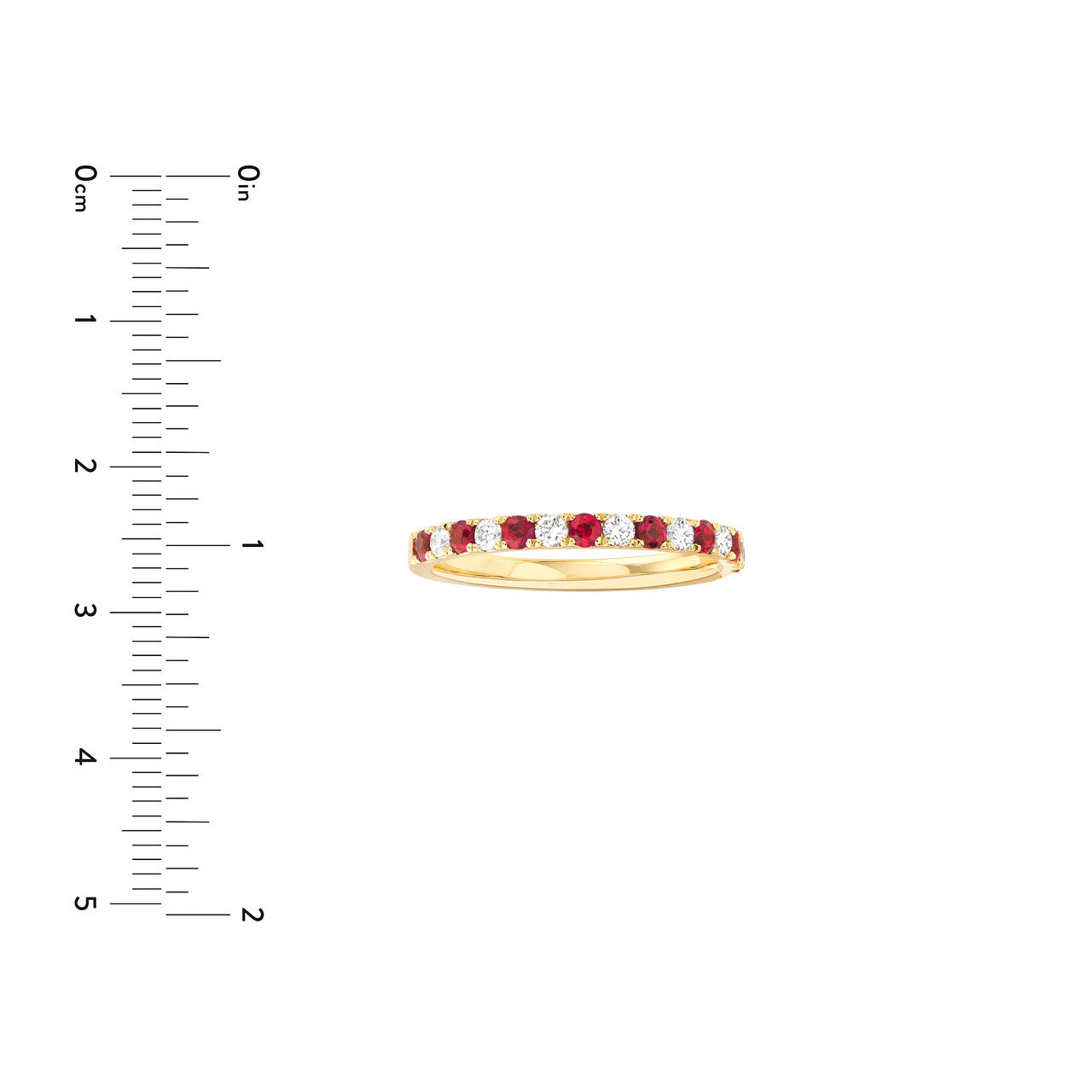 Gemstone and Diamond Stackable Halfway Band 14K Yellow Gold
