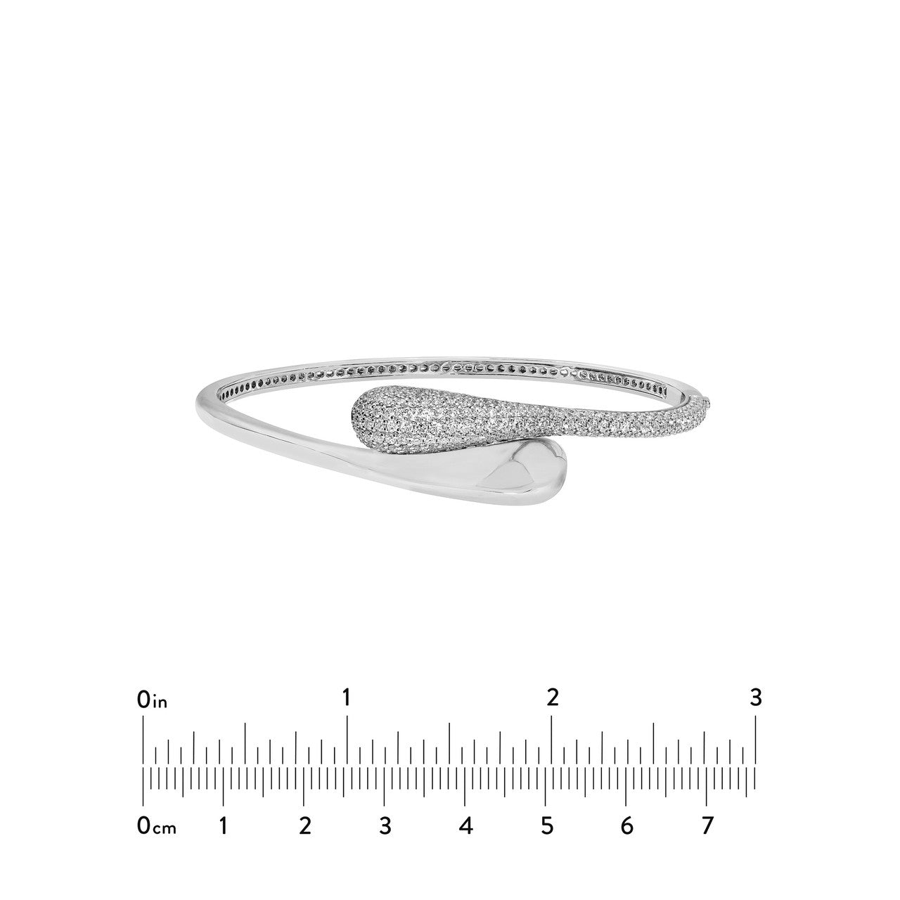 Diamond Pave Teardrop Bypass Bangle "The Puffy" in 14K White Gold