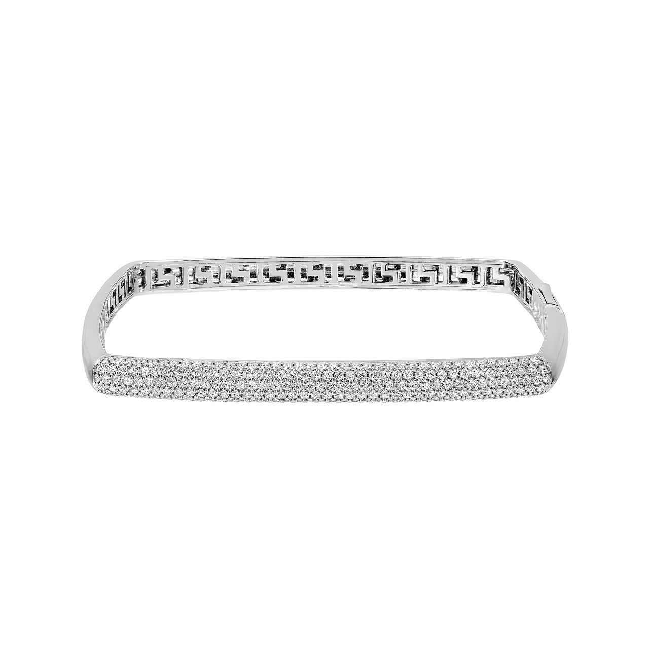 Pave Diamond Square Bangle in 14K Yellow and White Gold