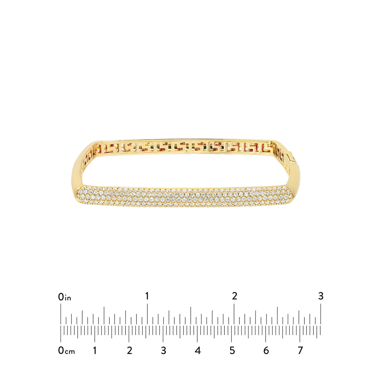 Pave Diamond Square Bangle in 14K Yellow and White Gold