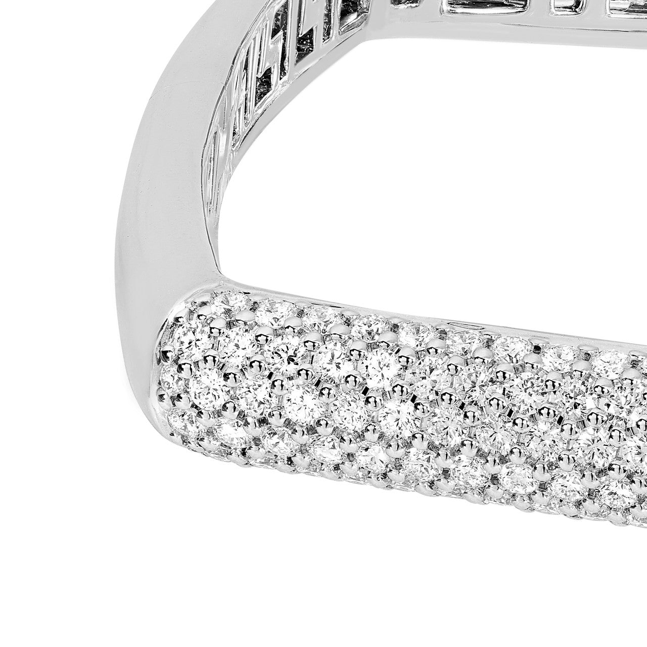 Pave Diamond Square Bangle in 14K Yellow and White Gold