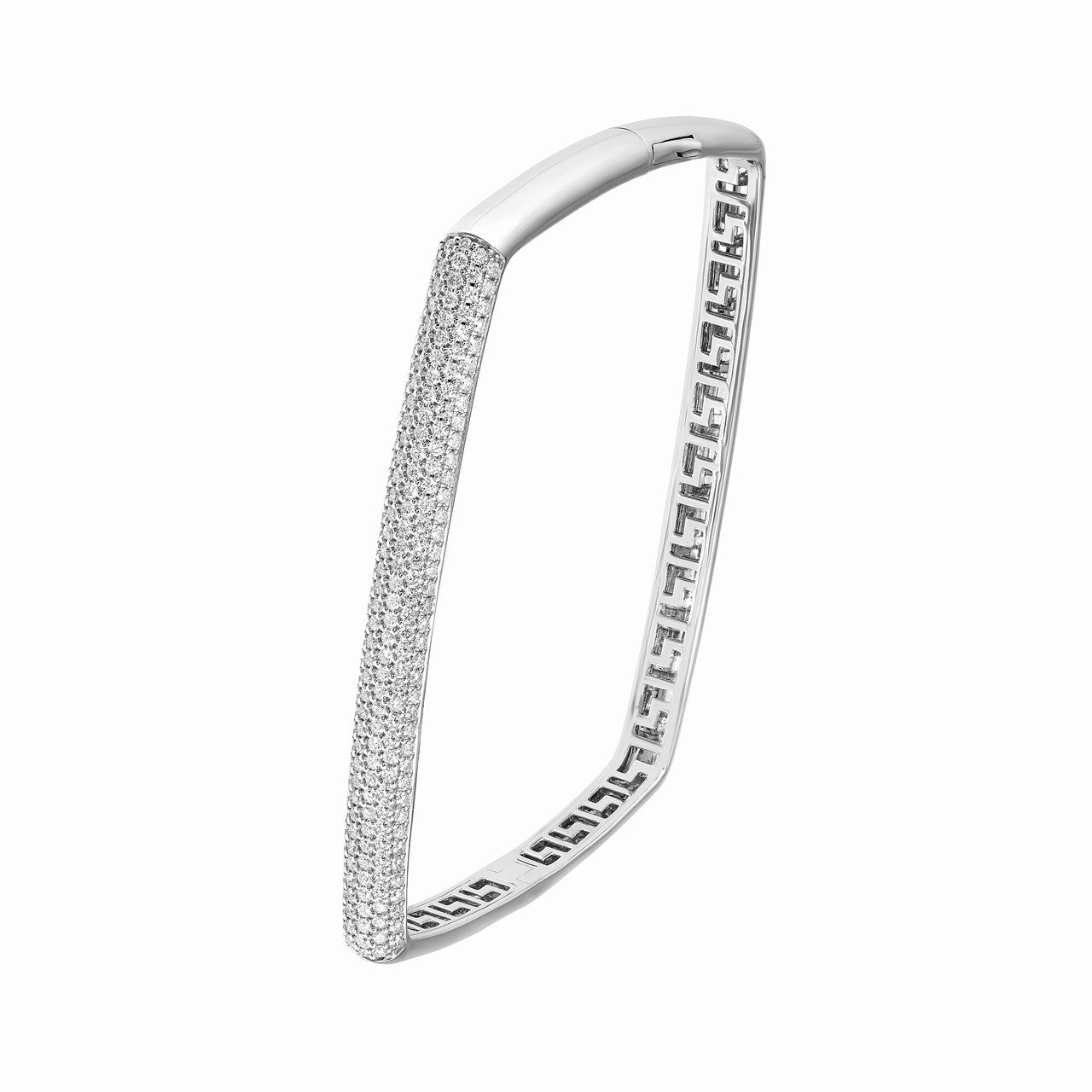 Pave Diamond Square Bangle in 14K Yellow and White Gold