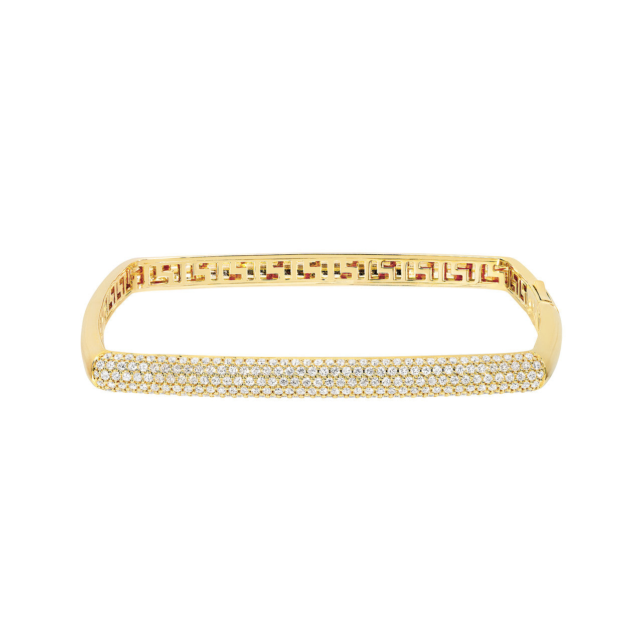 Pave Diamond Square Bangle in 14K Yellow and White Gold