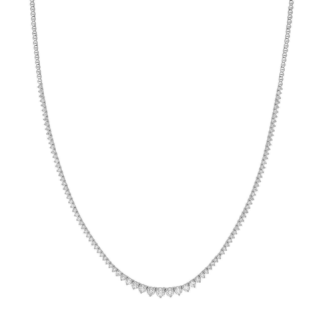 Diamond Graduated Half Tennis Necklace (3ctw) in 14K Yellow and White Gold