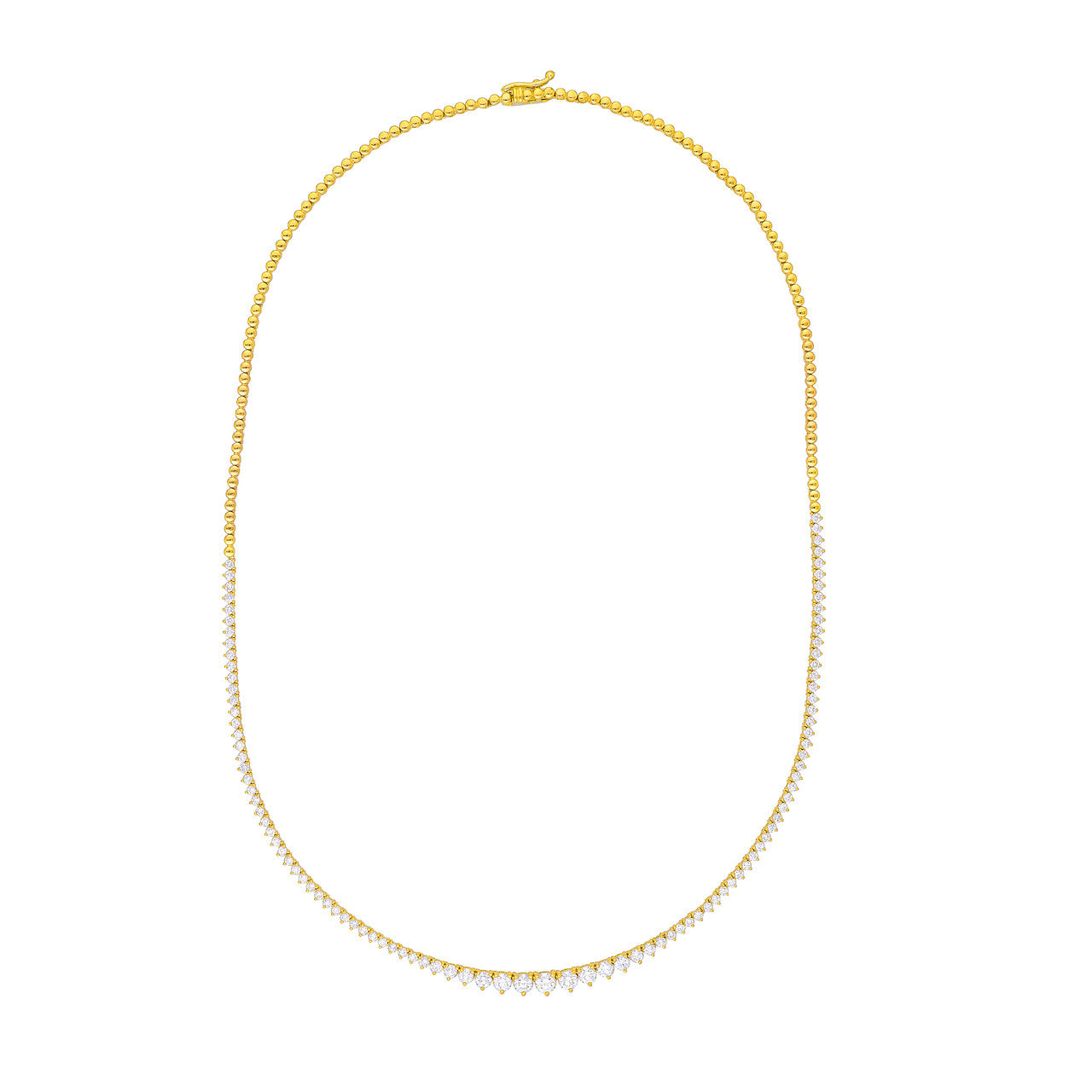 Diamond Graduated Half Tennis Necklace (3ctw) in 14K Yellow and White Gold