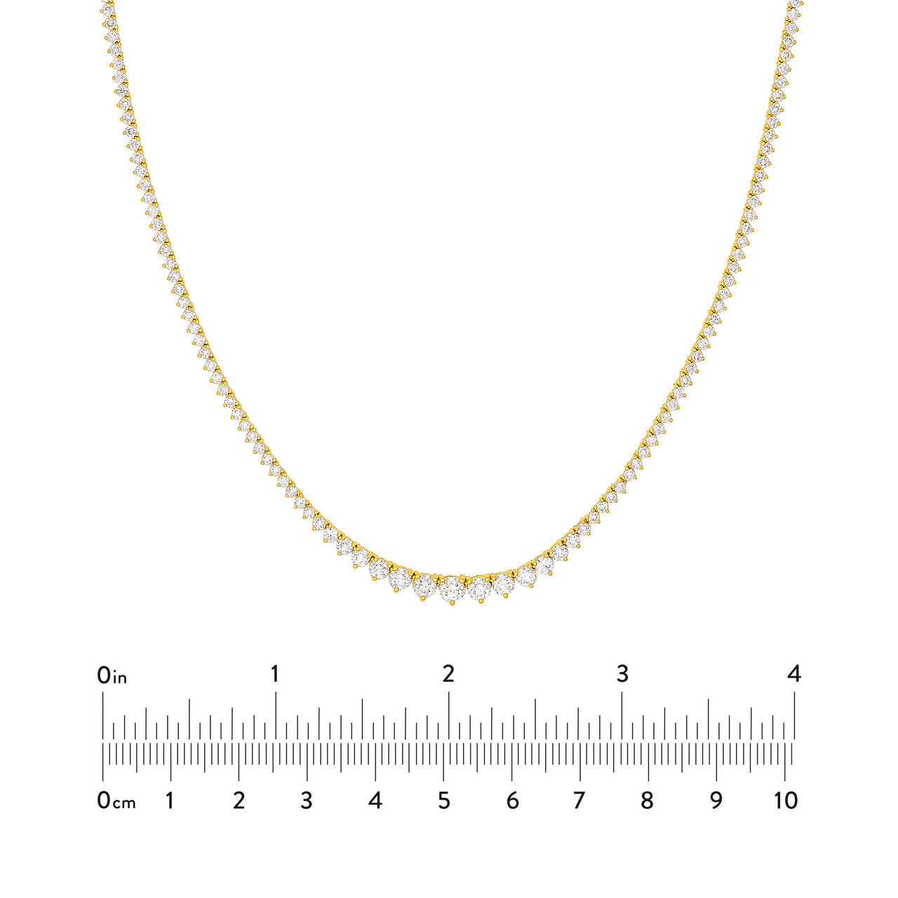 Diamond Graduated Half Tennis Necklace (3ctw) in 14K Yellow and White Gold