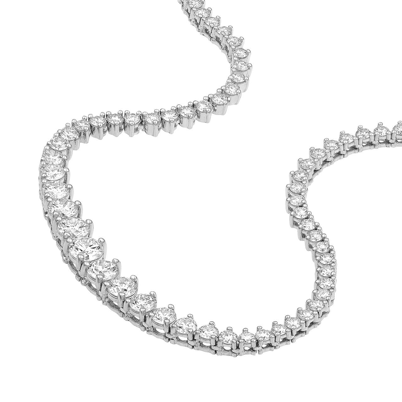 Diamond Graduated Half Tennis Necklace (3ctw) in 14K Yellow and White Gold