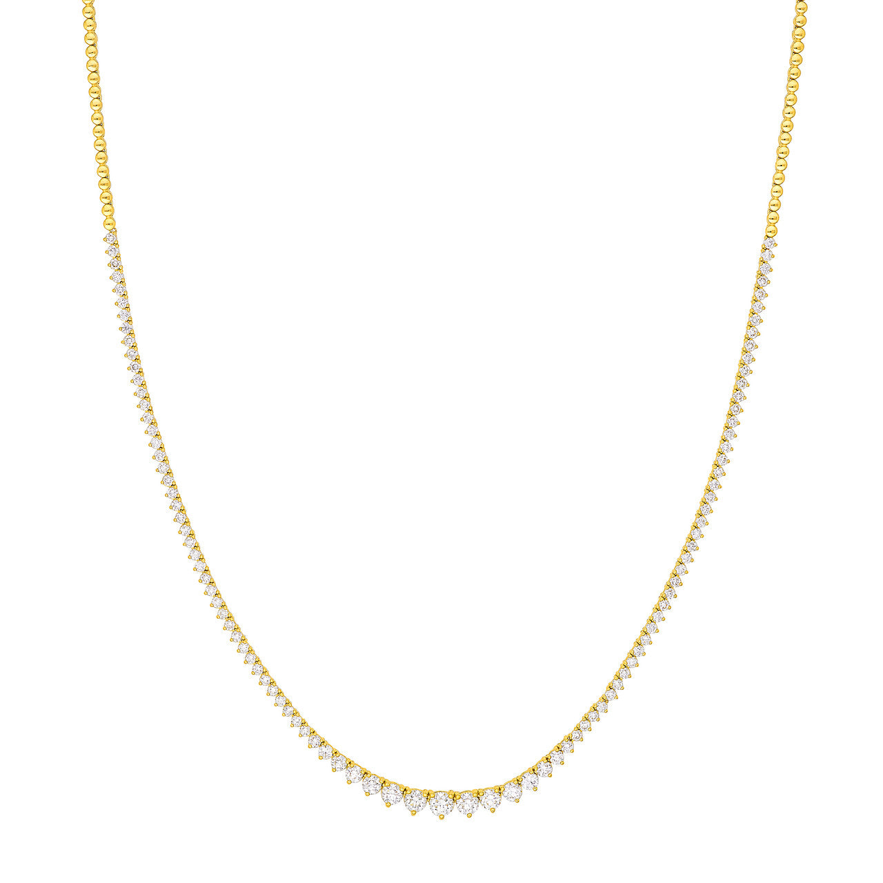 Diamond Graduated Half Tennis Necklace (3ctw) in 14K Yellow and White Gold