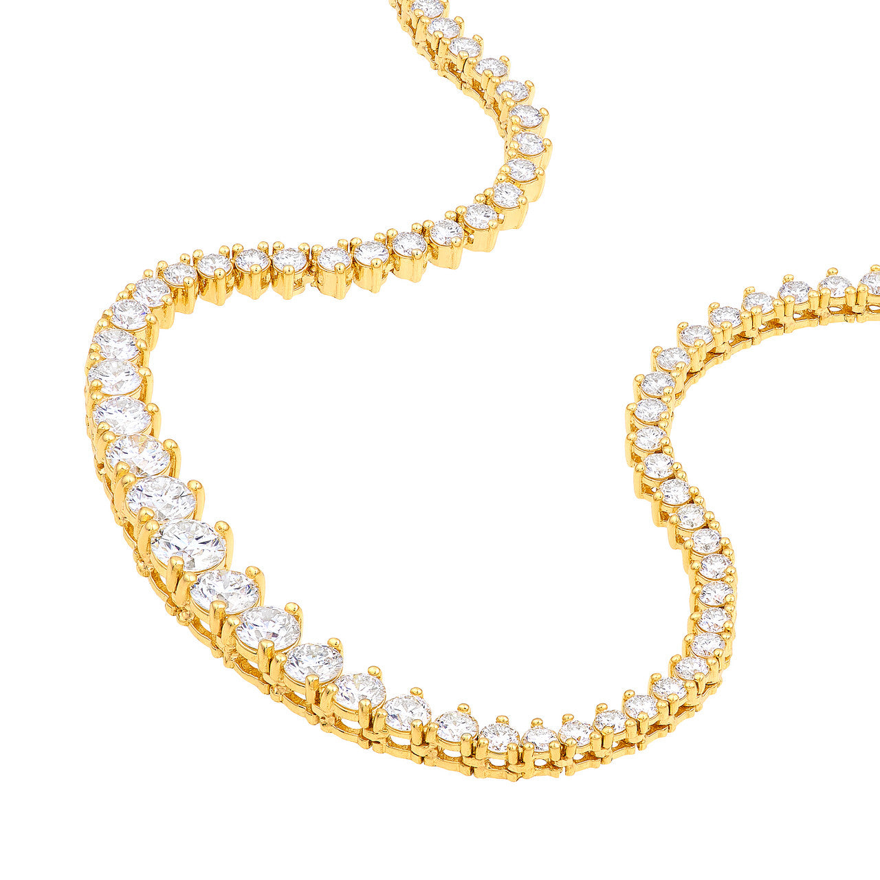 Diamond Graduated Half Tennis Necklace (3ctw) in 14K Yellow and White Gold
