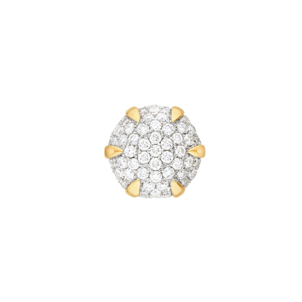 Diamond Pavé Heart Stud Earrings 14K Two Tone Gold