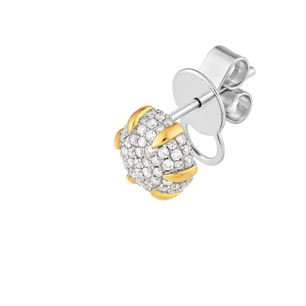 Diamond Pavé Heart Stud Earrings 14K Two Tone Gold