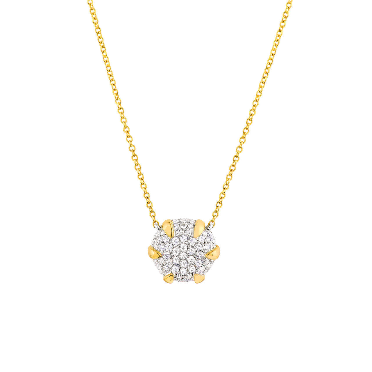Diamond Pavé Hexagon Pendant Necklace in 14K Two Tone Gold