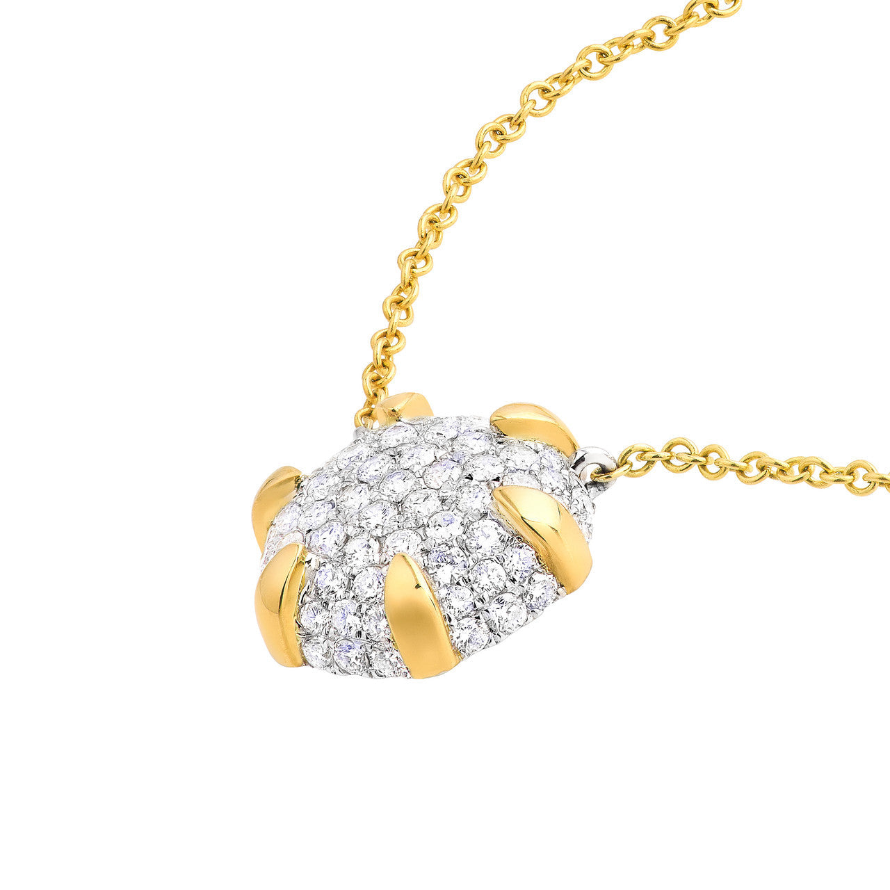 Diamond Pavé Hexagon Pendant Necklace in 14K Two Tone Gold