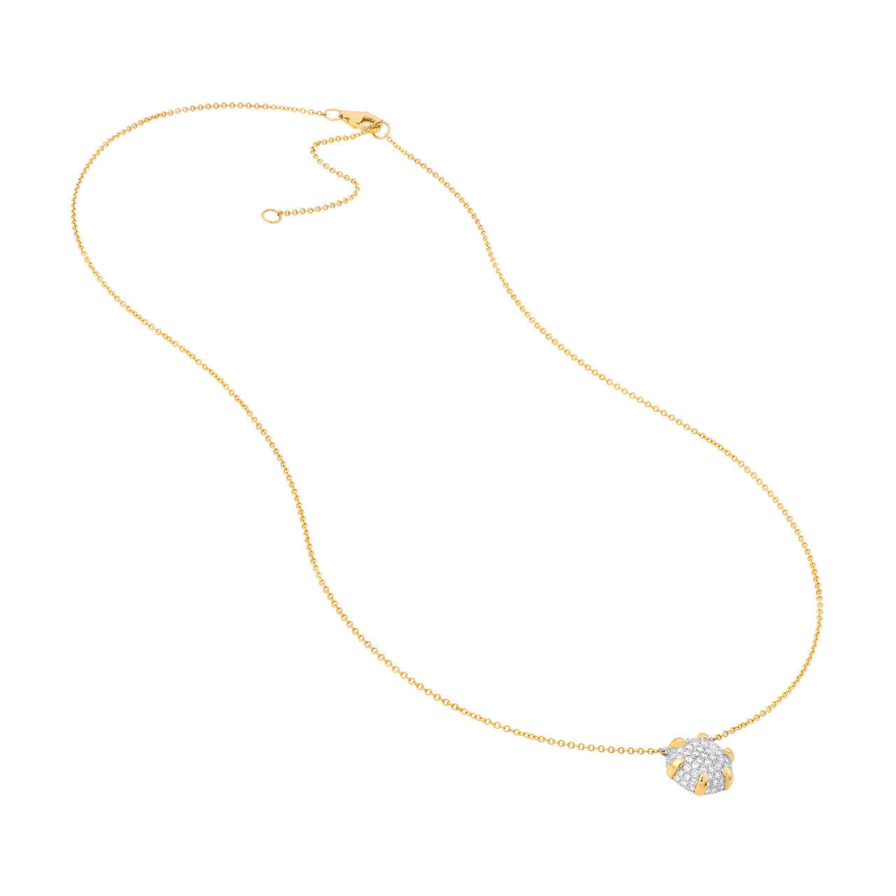 Diamond Pavé Hexagon Pendant Necklace in 14K Two Tone Gold