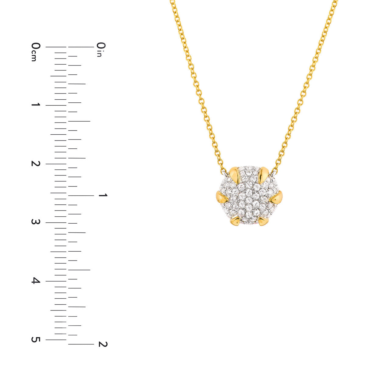 Diamond Pavé Hexagon Pendant Necklace in 14K Two Tone Gold