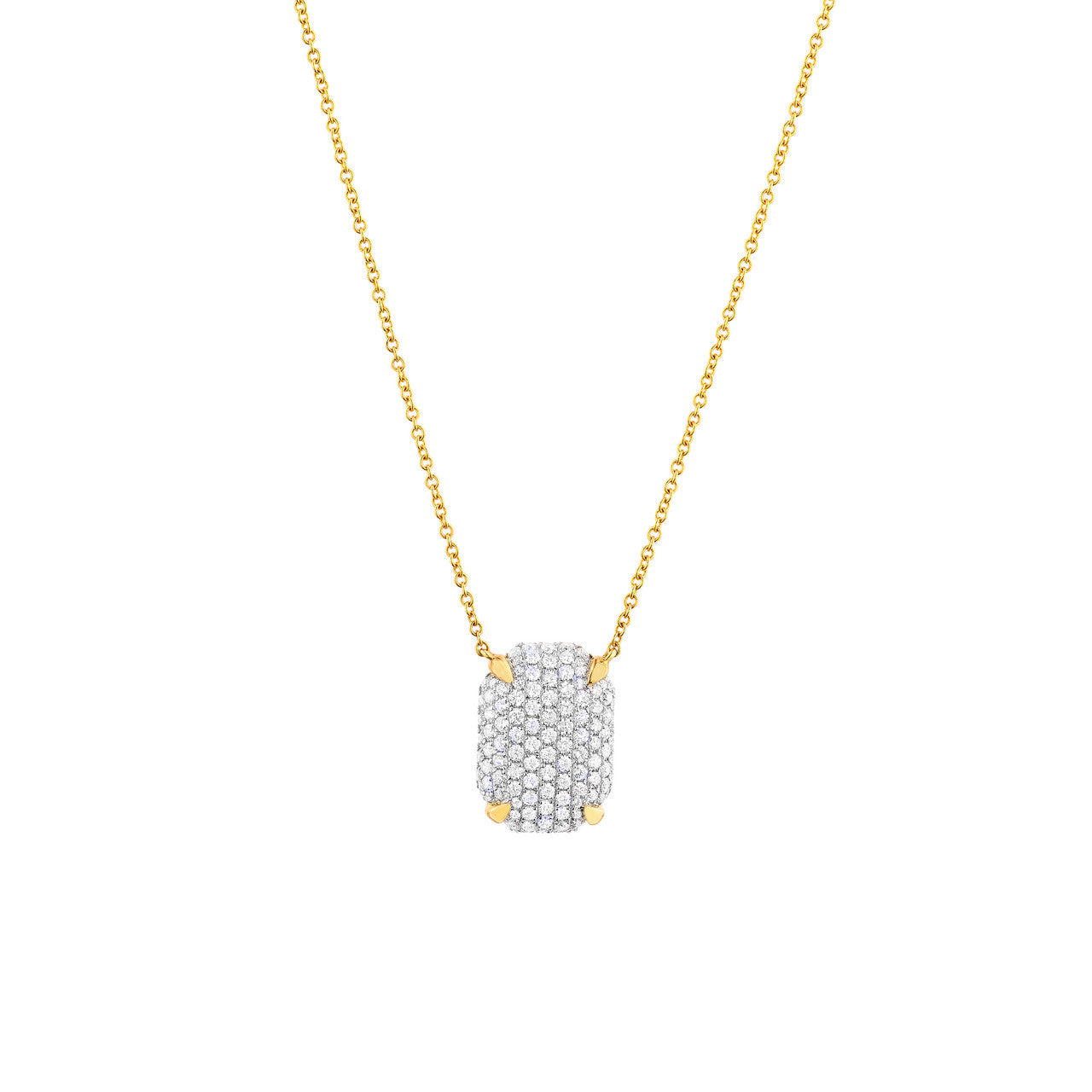 Diamond Pavé Hexagon Pendant Necklace in 14K Two Tone Gold