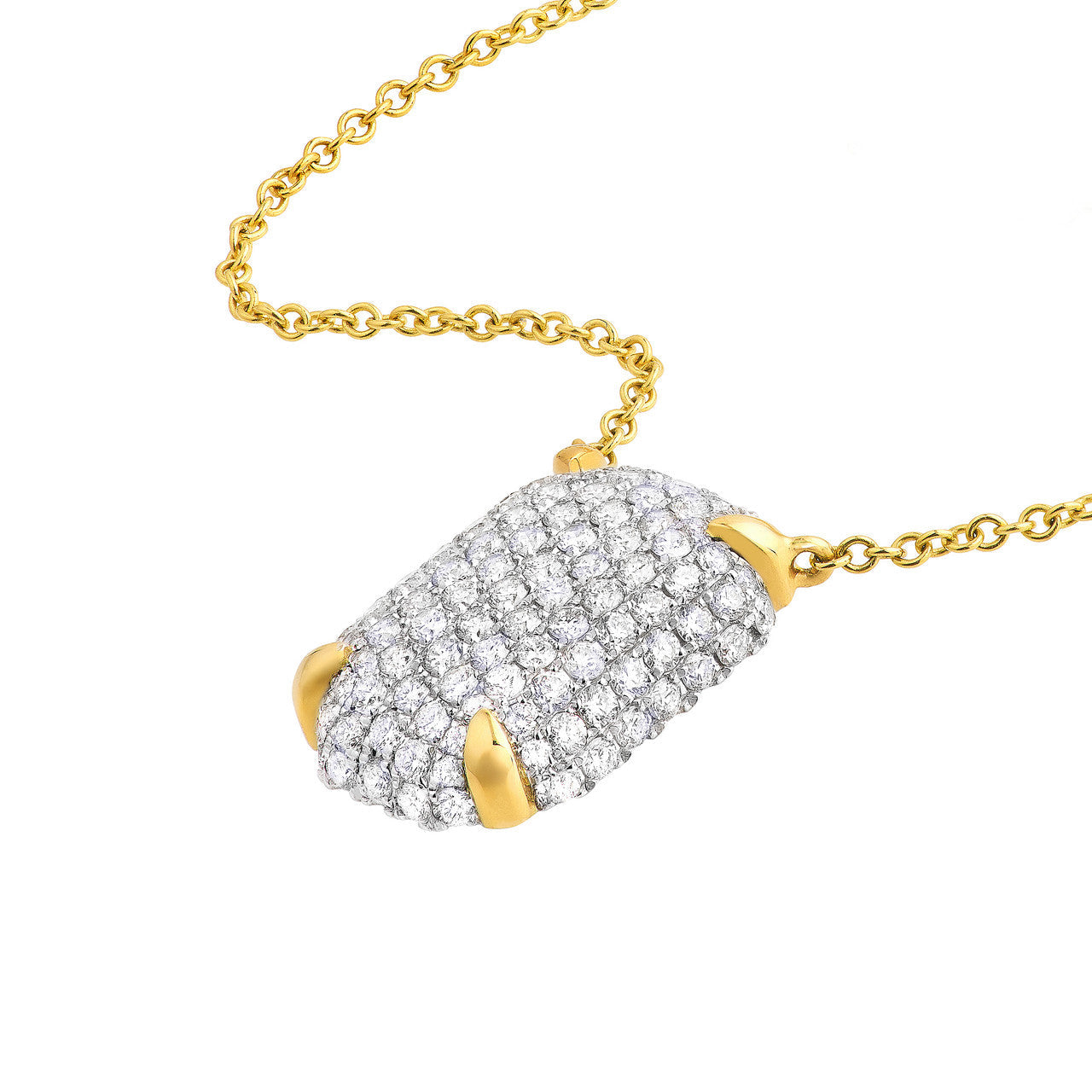 Diamond Pavé Hexagon Pendant Necklace in 14K Two Tone Gold