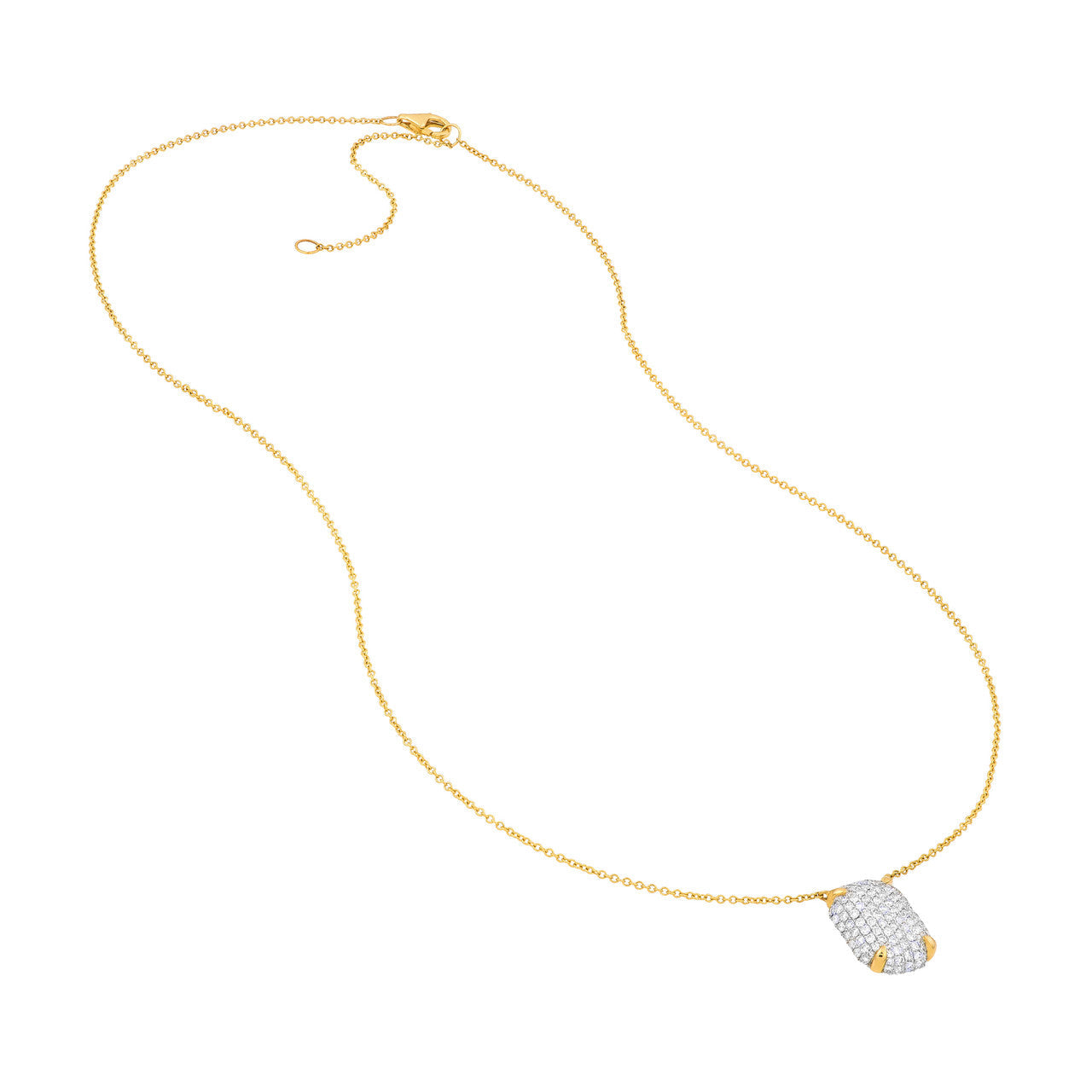Diamond Pavé Hexagon Pendant Necklace in 14K Two Tone Gold