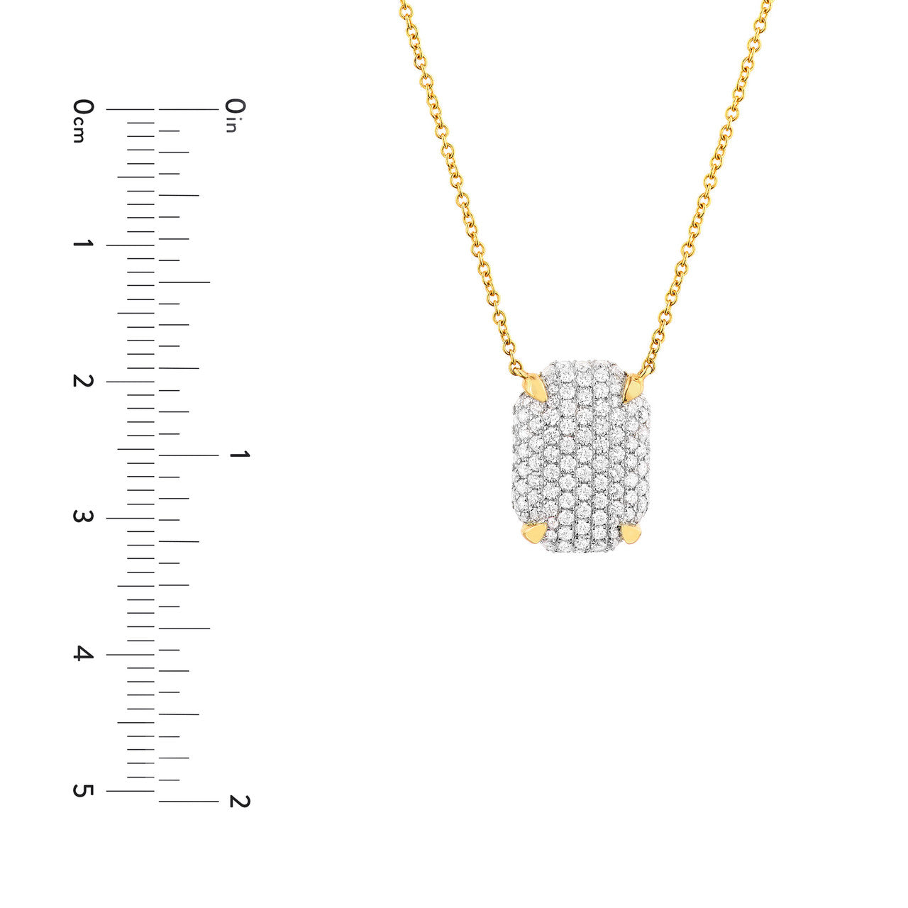 Diamond Pavé Hexagon Pendant Necklace in 14K Two Tone Gold