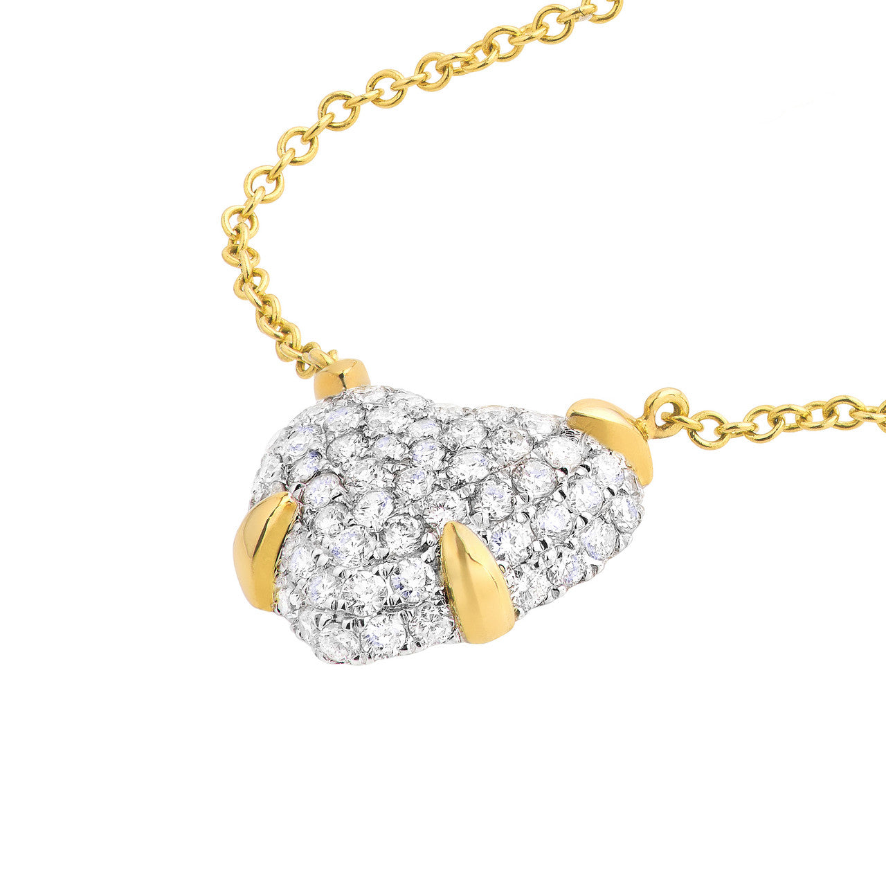 Diamond Pavé Hexagon Pendant Necklace in 14K Two Tone Gold