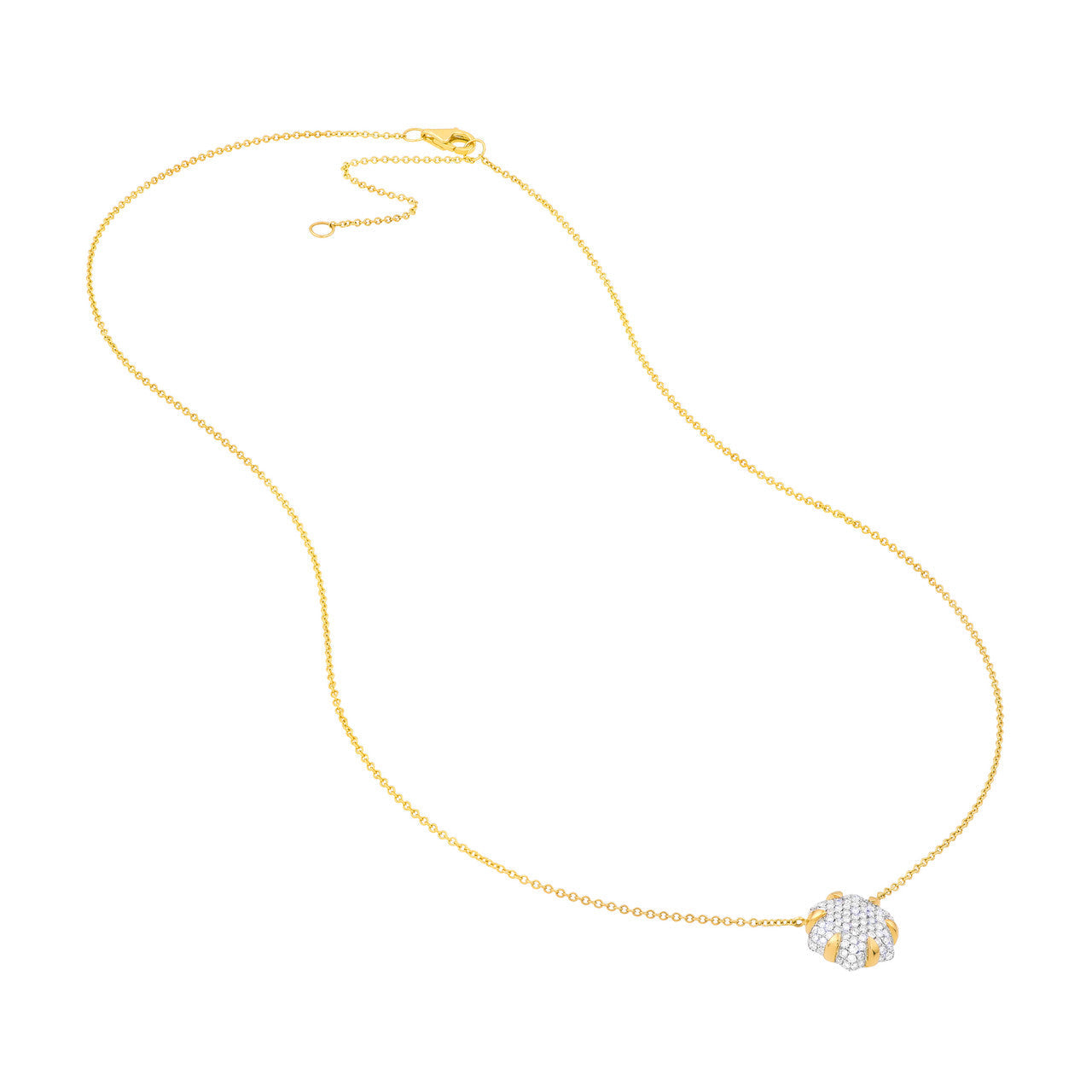Diamond Pavé Hexagon Pendant Necklace in 14K Two Tone Gold
