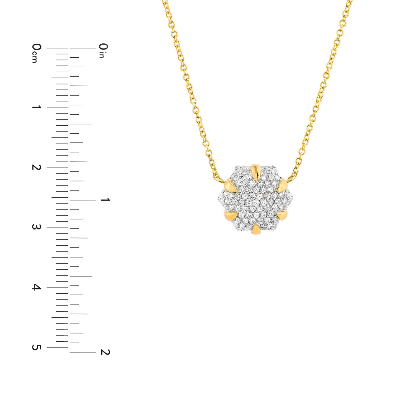 Diamond Pavé Hexagon Pendant Necklace in 14K Two Tone Gold