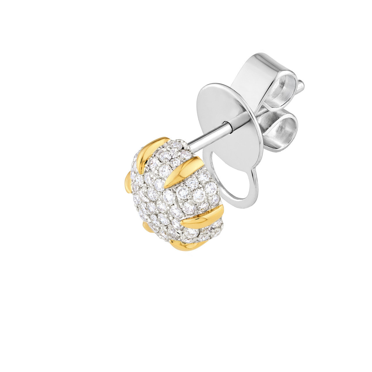 Diamond Pavé Heart Stud Earrings 14K Two Tone Gold