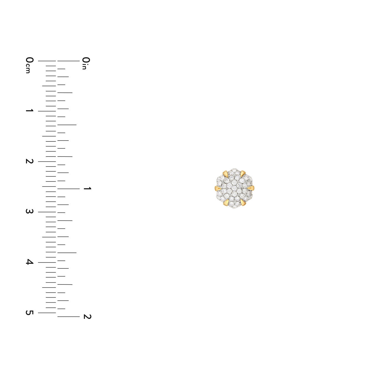 Diamond Pavé Heart Stud Earrings 14K Two Tone Gold