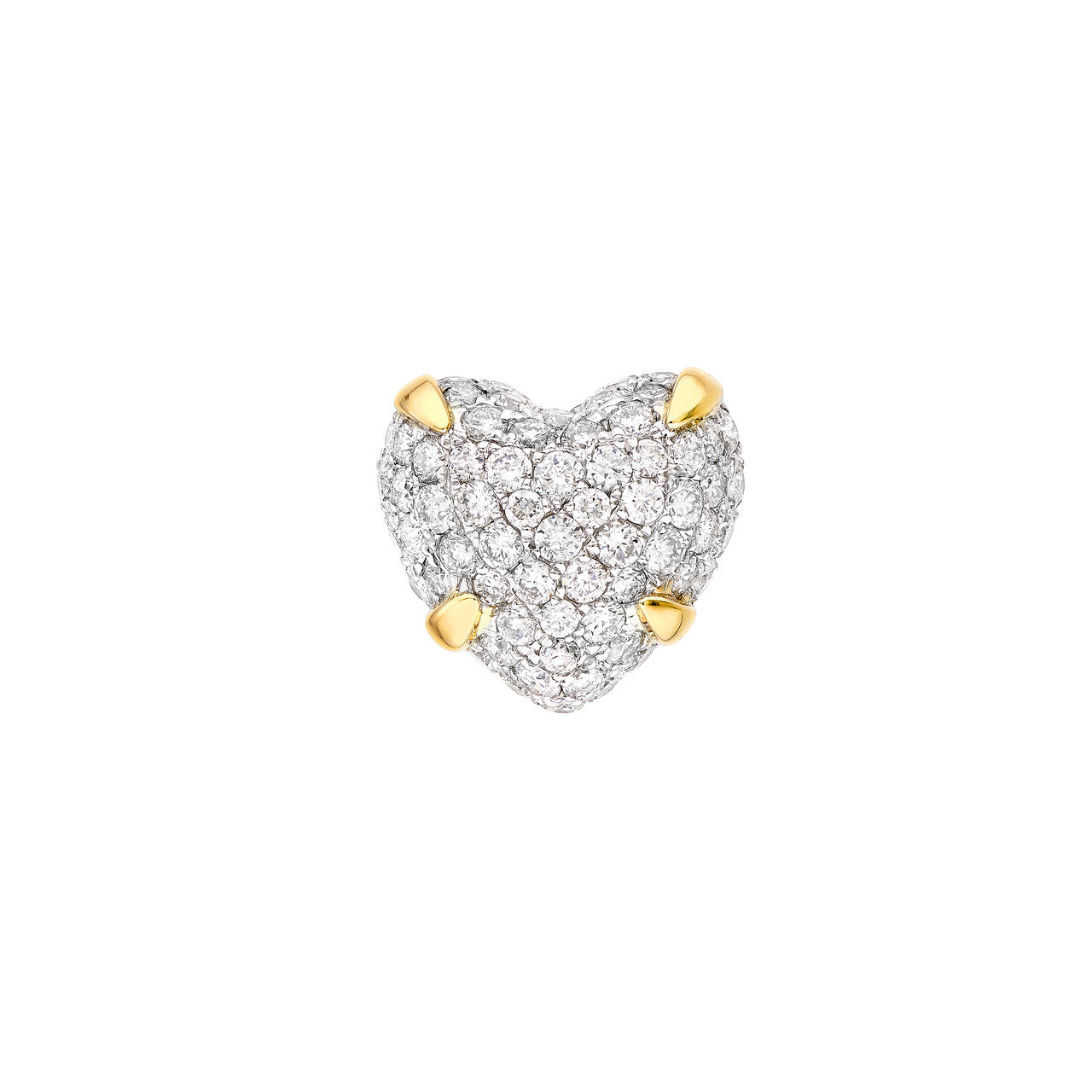 Diamond Pavé Heart Stud Earrings 14K Two Tone Gold