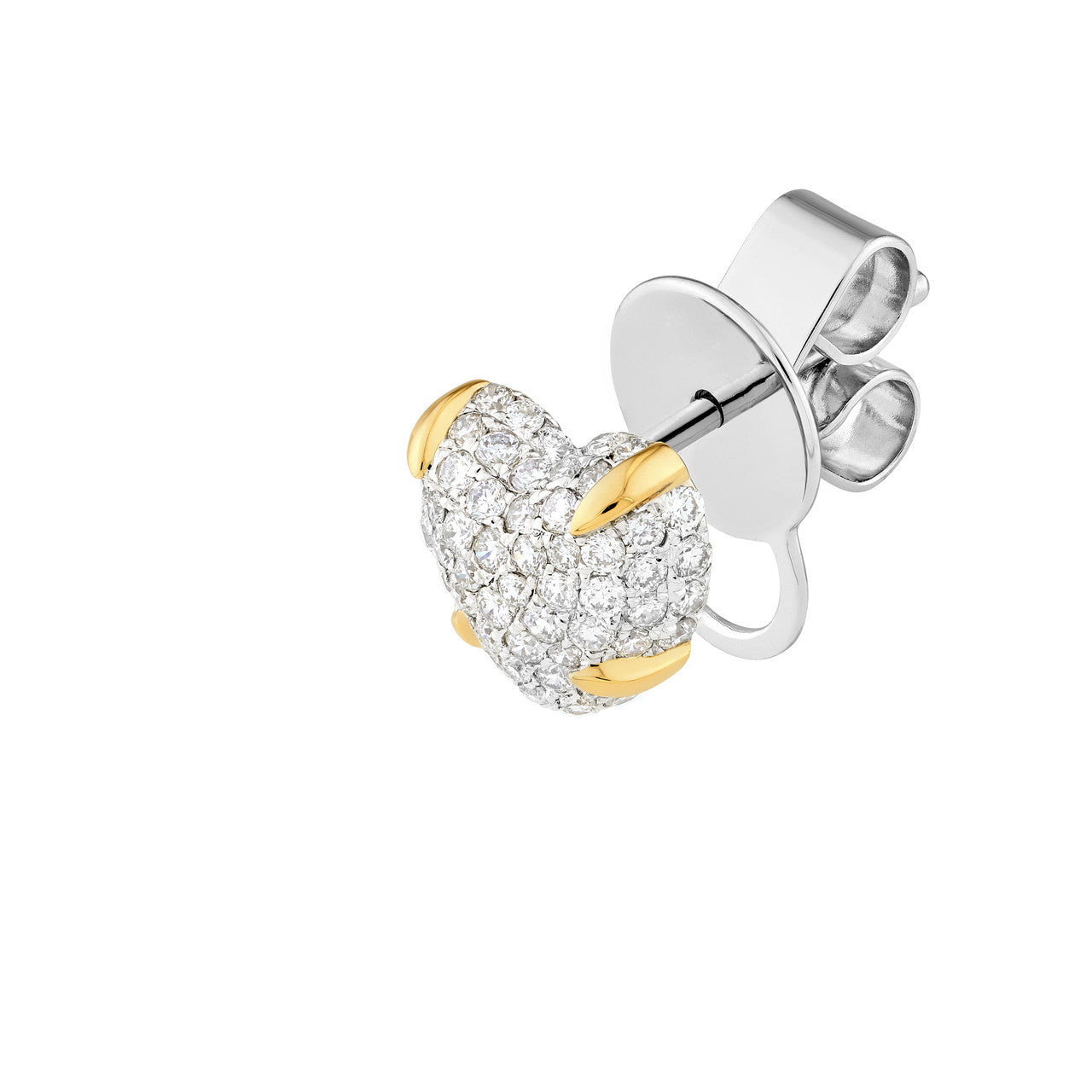 Diamond Pavé Heart Stud Earrings 14K Two Tone Gold