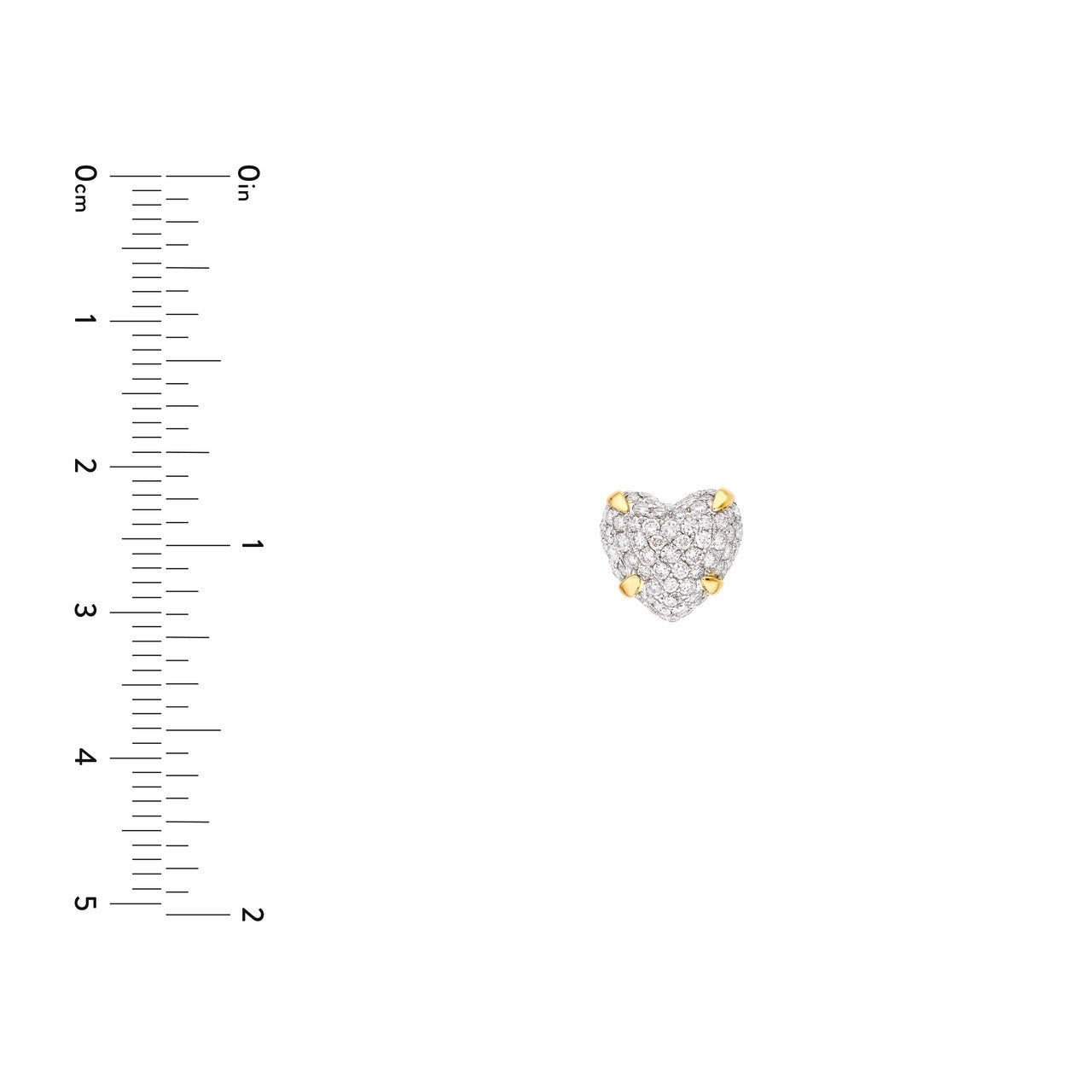 Diamond Pavé Heart Stud Earrings 14K Two Tone Gold