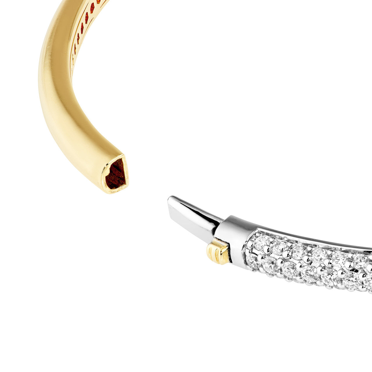 Diamond Pave Teardrop Bypass Bangle "The Puffy" in 14K Two Tone White & Yellow Gold