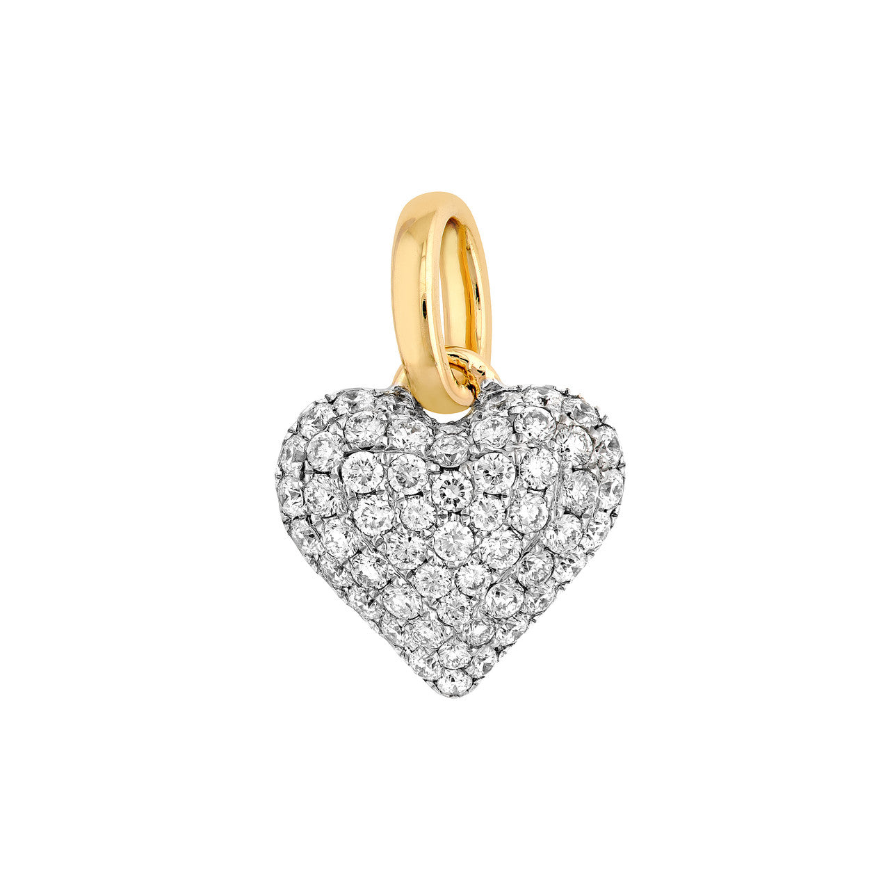 Pave Diamond Heart Pendant (1/2ctw) in 14k Two Tone Yellow and White Gold