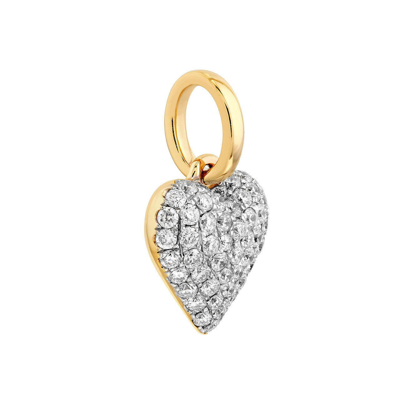 Pave Diamond Heart Pendant (1/2ctw) in 14k Two Tone Yellow and White Gold