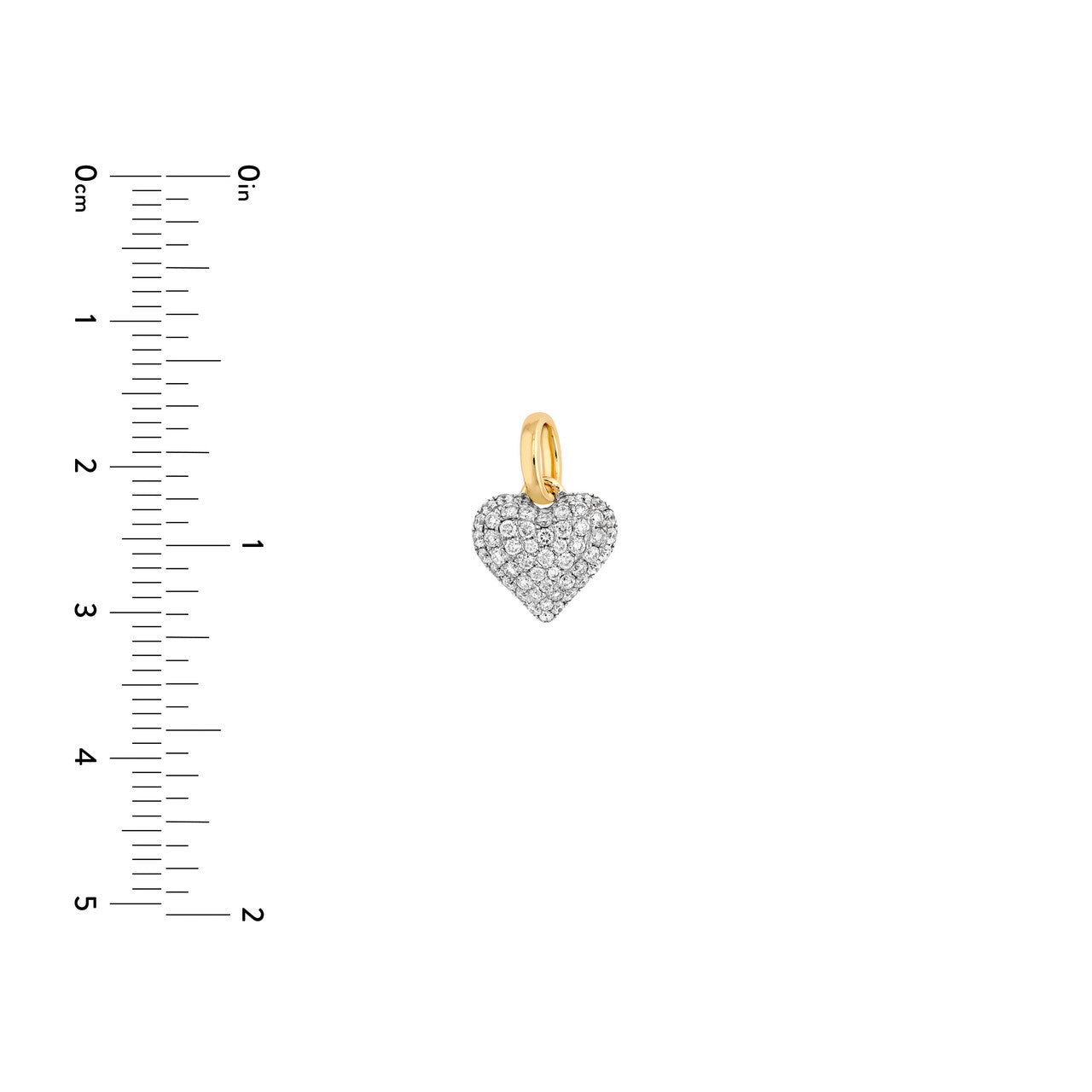 Pave Diamond Heart Pendant (1/2ctw) in 14k Two Tone Yellow and White Gold