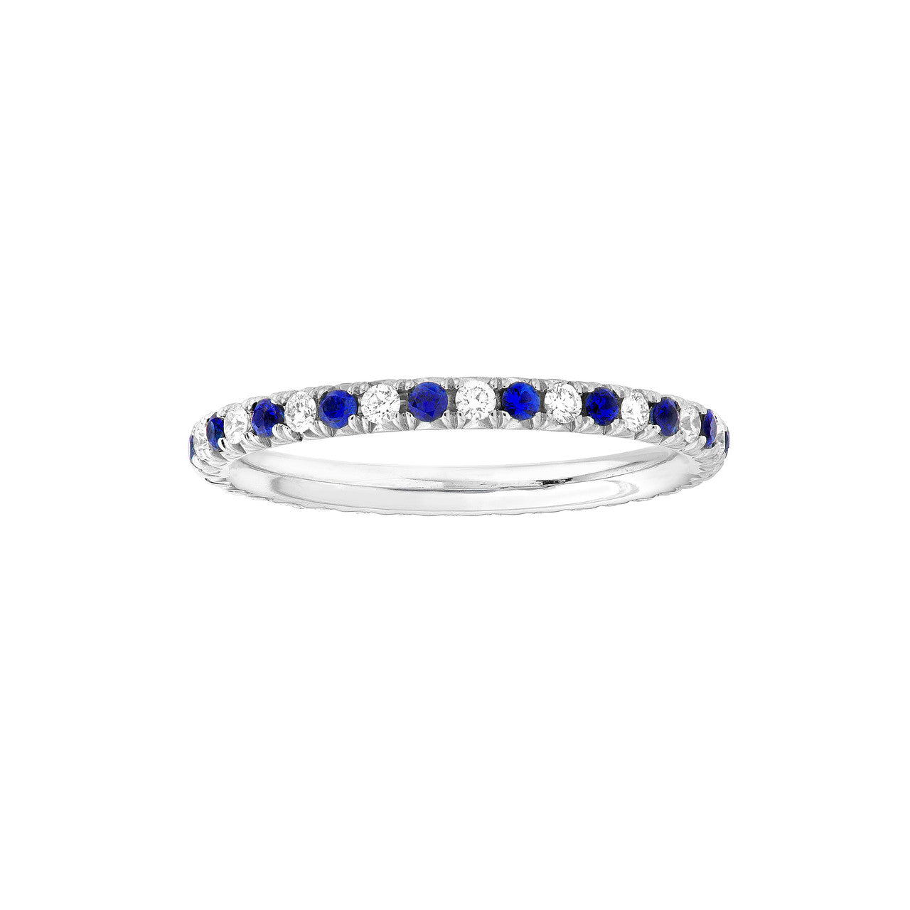 Diamond and Sapphire Eternity Band (1/4tcw) in 14K White Gold