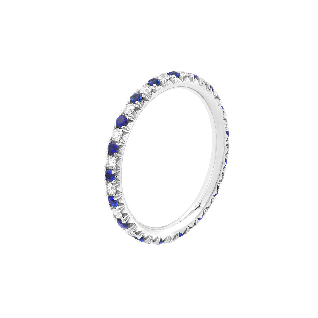 Diamond and Sapphire Eternity Band (1/4tcw) in 14K White Gold