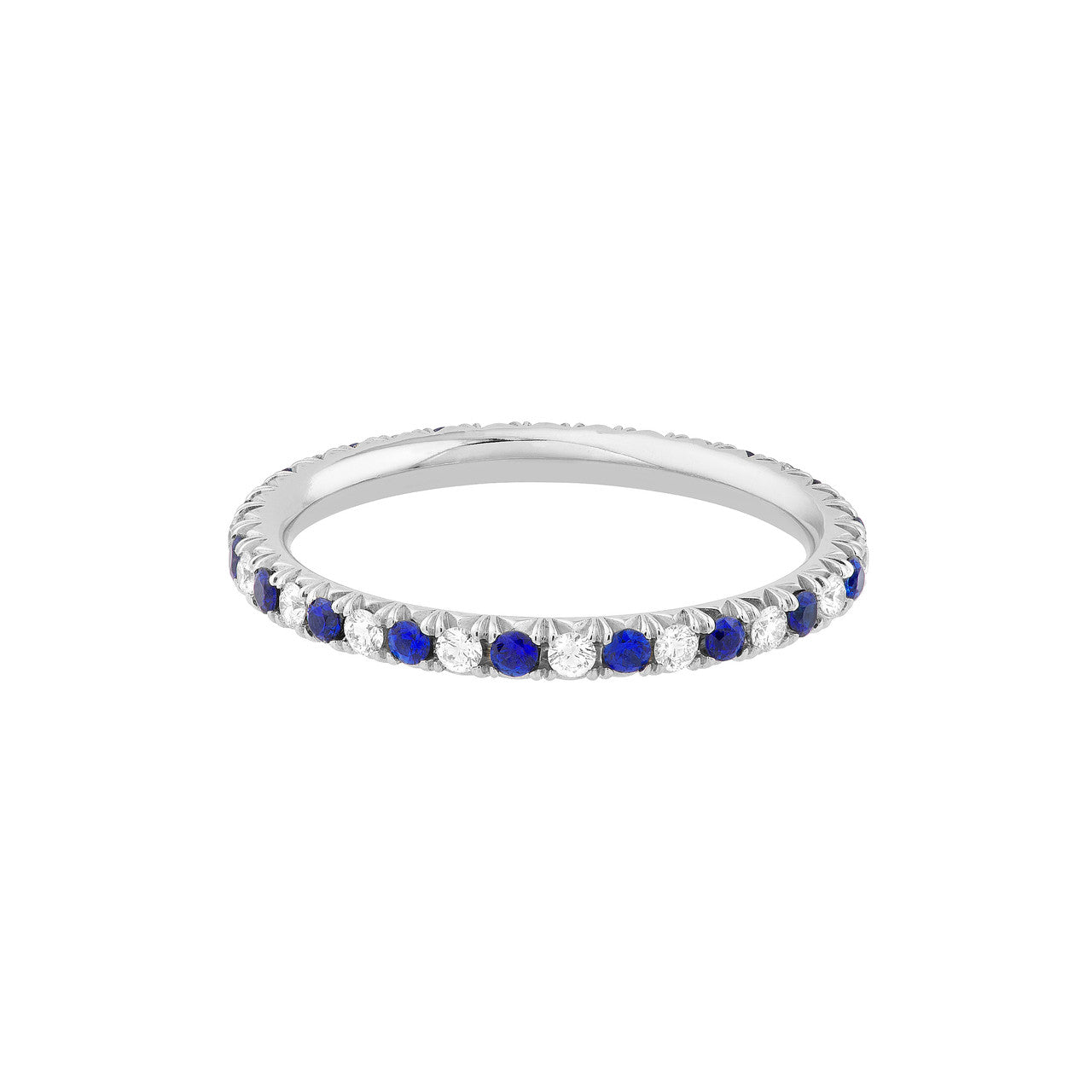 Diamond and Sapphire Eternity Band (1/4tcw) in 14K White Gold