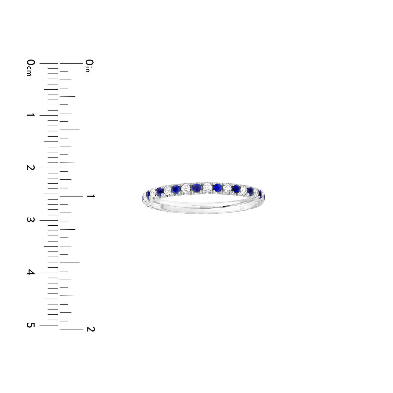 Diamond and Sapphire Eternity Band (1/4tcw) in 14K White Gold