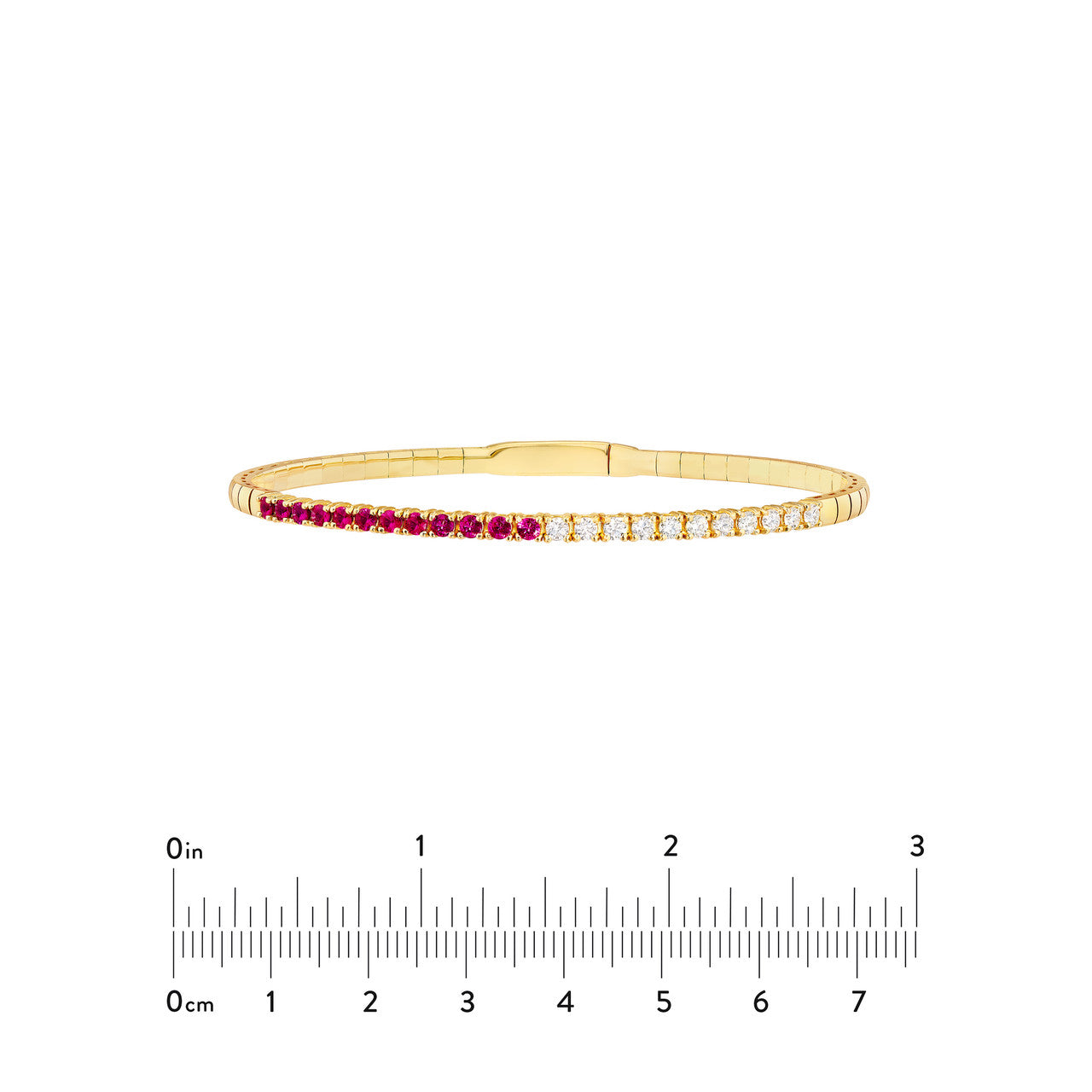 50/50 Ruby & Diamond Flexi Tennis Bangle in 14K Yellow Gold