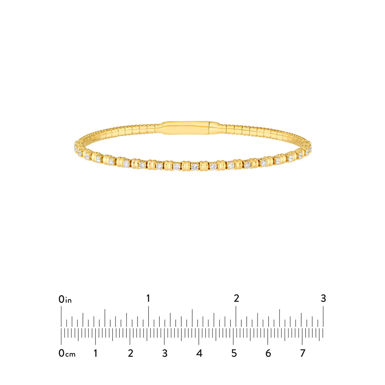 5/8 CTW Alternating Diamond and Ribbed Flexi Bangle 14K Yellow Gold