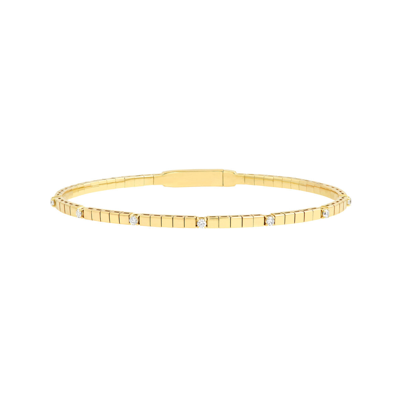 1/5tcw Diamond Station Flex Bangle in 14K Yellow Gold