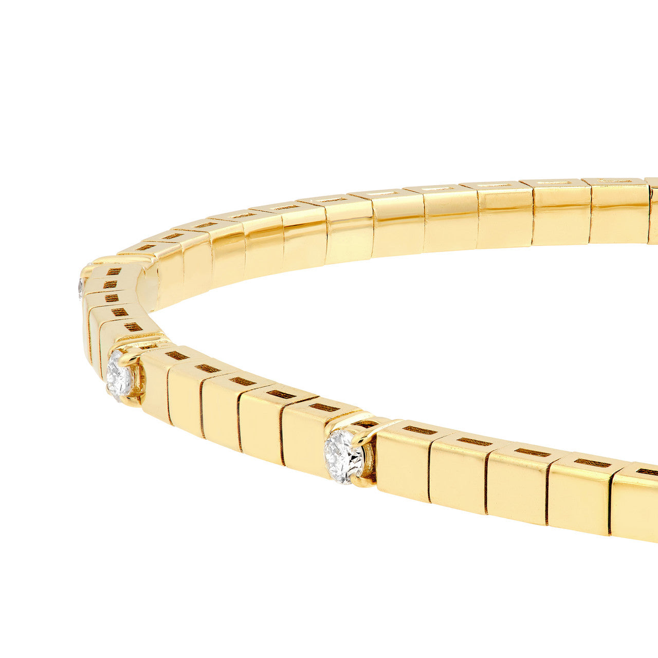 1/5tcw Diamond Station Flex Bangle in 14K Yellow Gold
