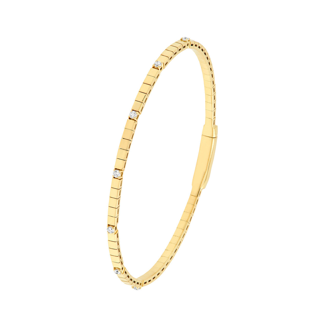 1/5tcw Diamond Station Flex Bangle in 14K Yellow Gold