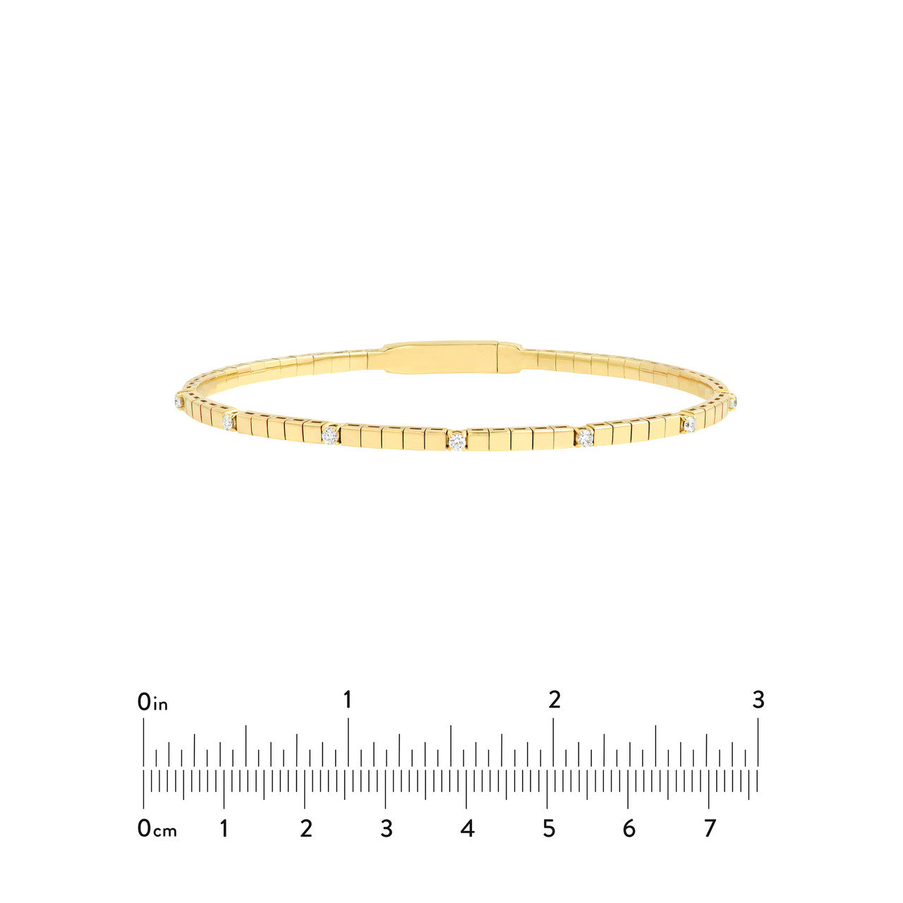 1/5tcw Diamond Station Flex Bangle in 14K Yellow Gold