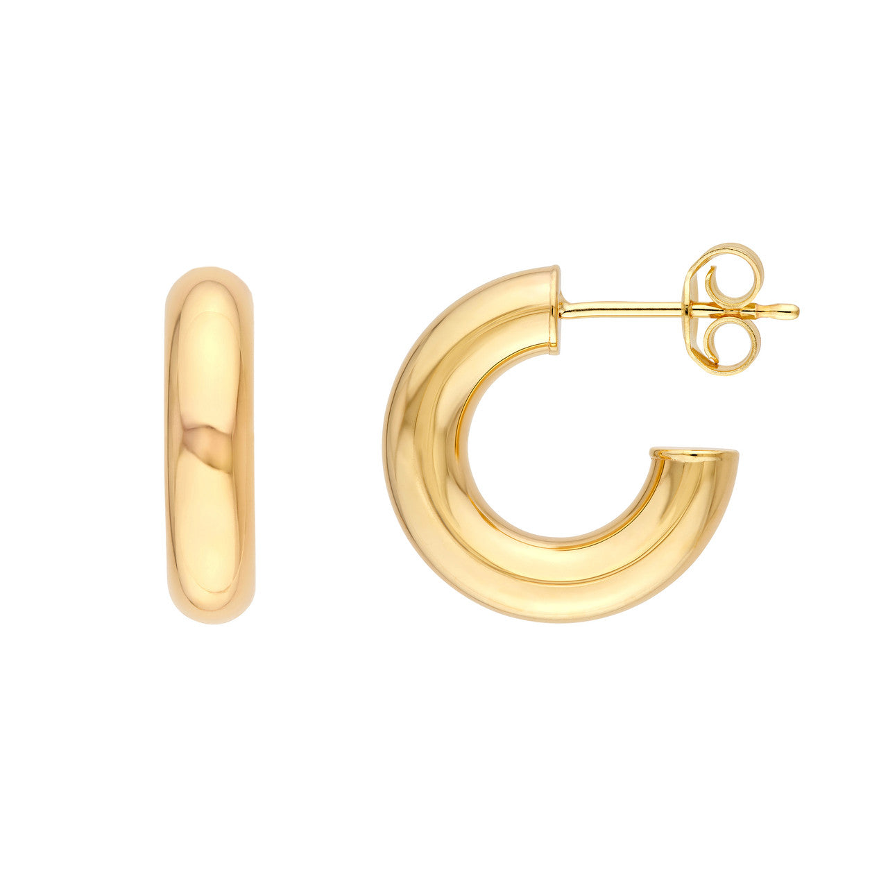 Polished Open Hoop Earrings 14K Gold