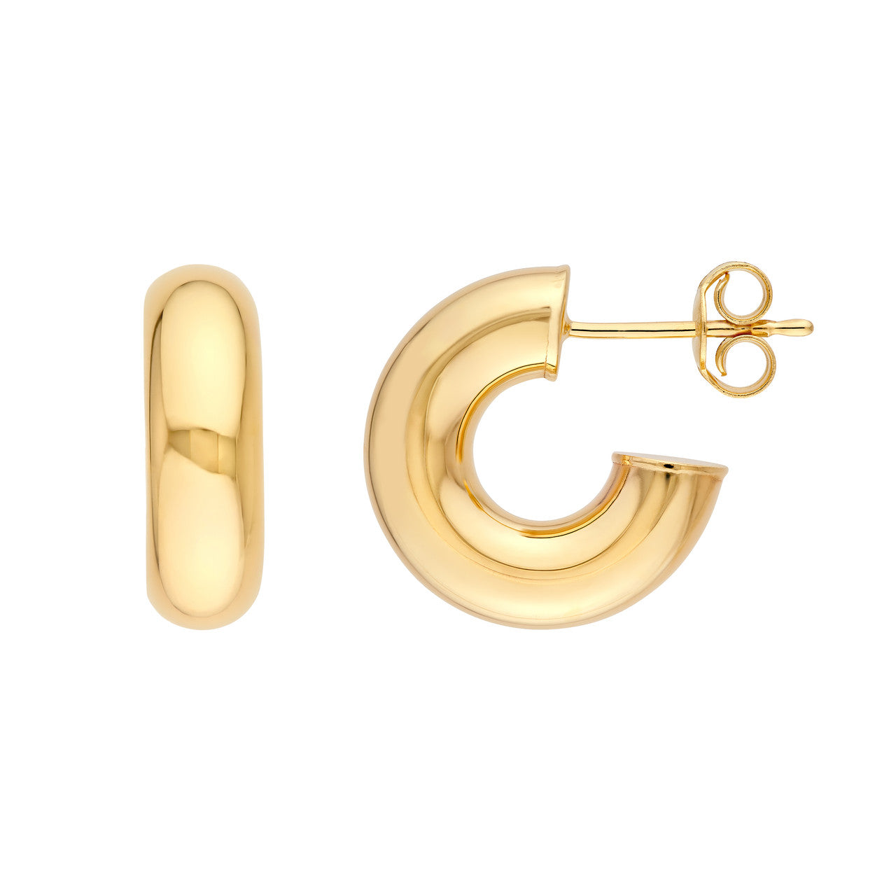ID Polished Open Hoop Earrings 14K Gold