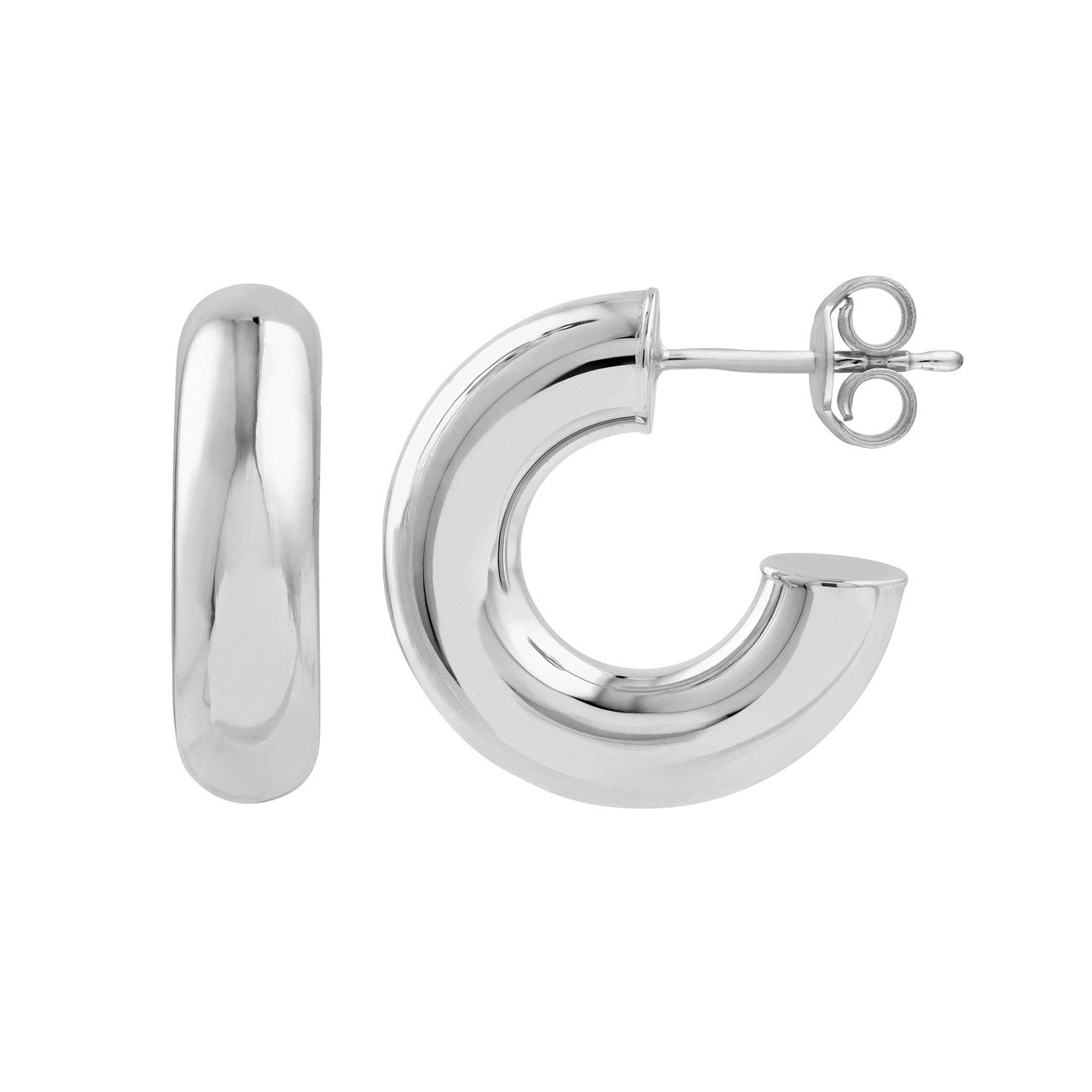 8mm Polished Tubular Hoop Earrings in 14K Yellow and White Gold