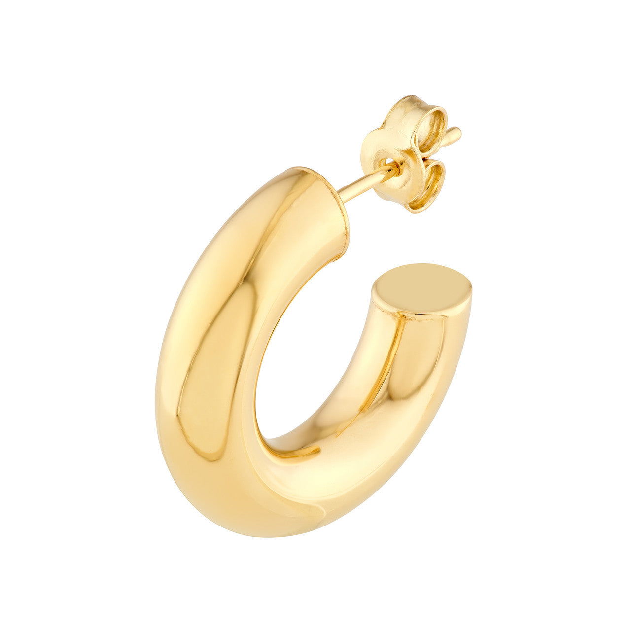 ID Polished Open Hoop Earrings 14K Gold