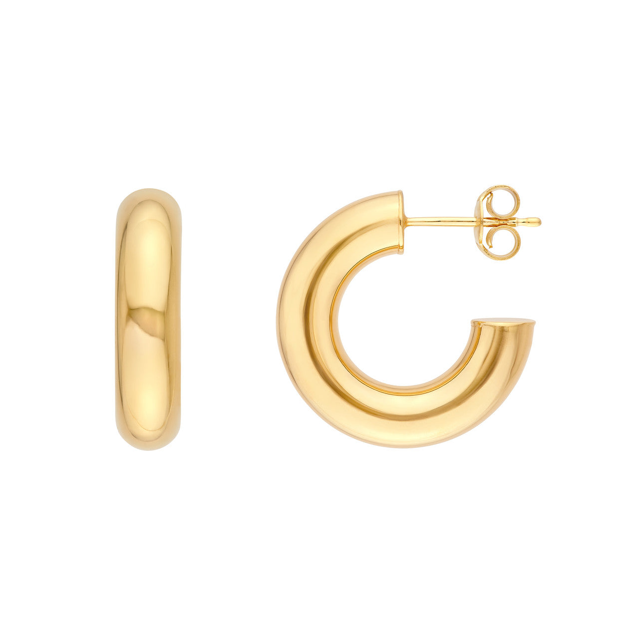 ID Polished Open Hoop Earrings 14K Gold